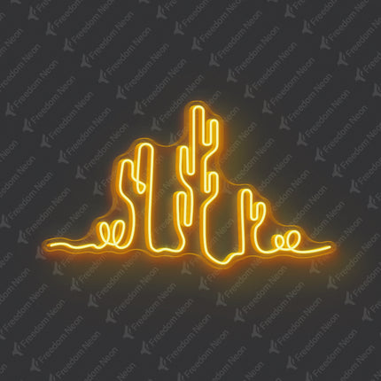 Golden Yellow Cactus Neon Sign