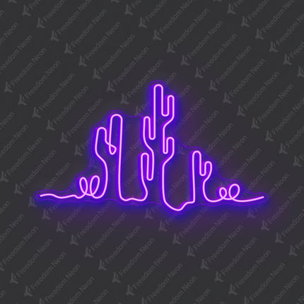 Purple Cactus Neon Sign