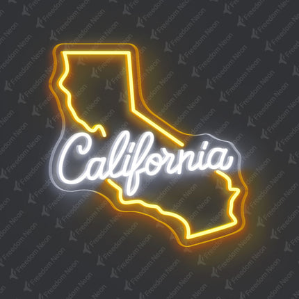 Golden Yellow California Map California Neon Sign