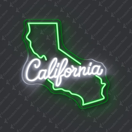 Green California Map California Neon Sign