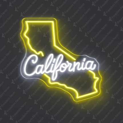 Lemon Yellow California Map California Neon Sign