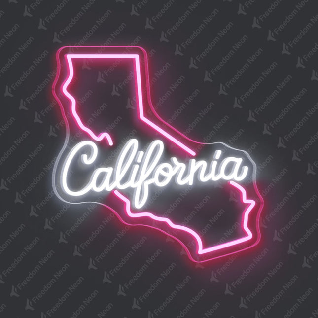 Light Pink California Map California Neon Sign