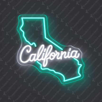 Mint Green California Map California Neon Sign