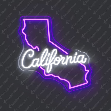 Purple California Map California Neon Sign