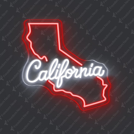 Red California Map California Neon Sign