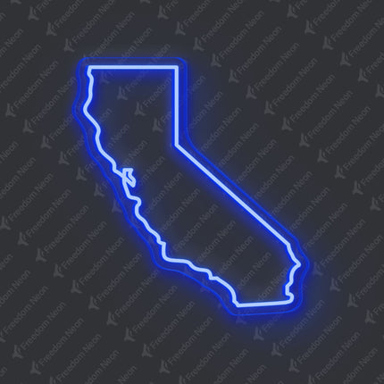 Blue California Map Outline Neon Sign