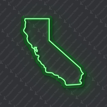 Green California Map Outline Neon Sign
