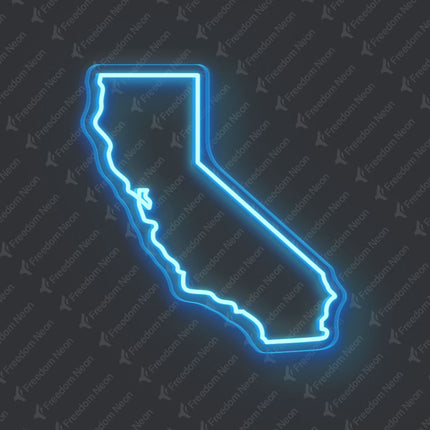 Ice Blue California Map Outline Neon Sign