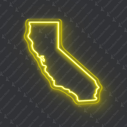 Lemon Yellow California Map Outline Neon Sign