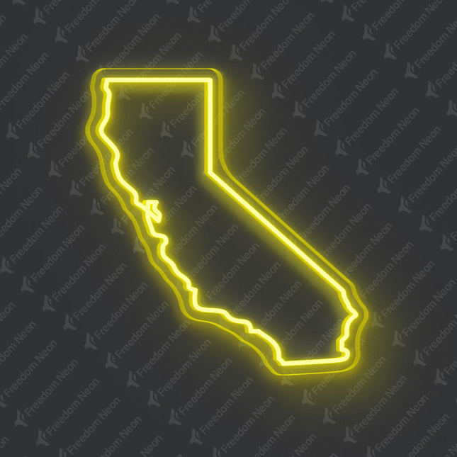 Lemon Yellow California Map Outline Neon Sign