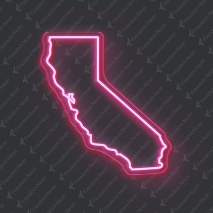 Light Pink California Map Outline Neon Sign