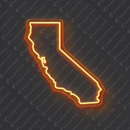 Orange California Map Outline Neon Sign