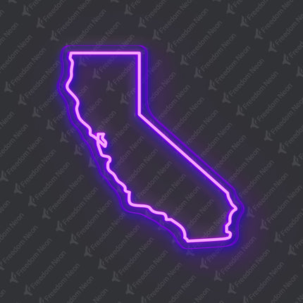 Purple California Map Outline Neon Sign