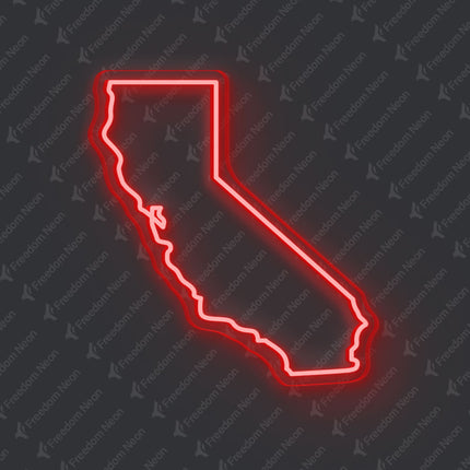 Red California Map Outline Neon Sign