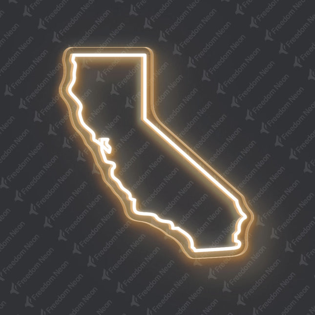 Warm White California Map Outline Neon Sign