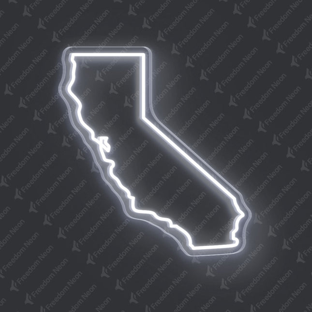 White California Map Outline Neon Sign