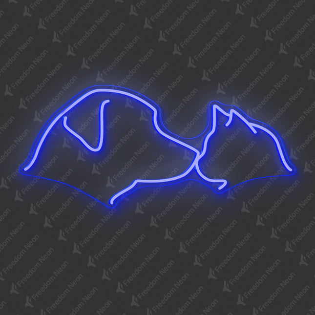 Blue Cat & Dog Neon Sign
