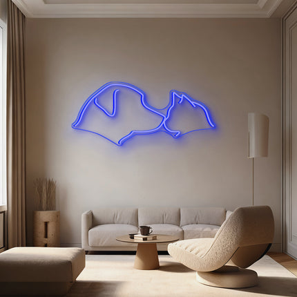 Blue Cat & Dog Neon Sign
