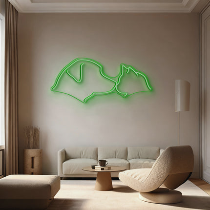 Green Cat & Dog Neon Sign