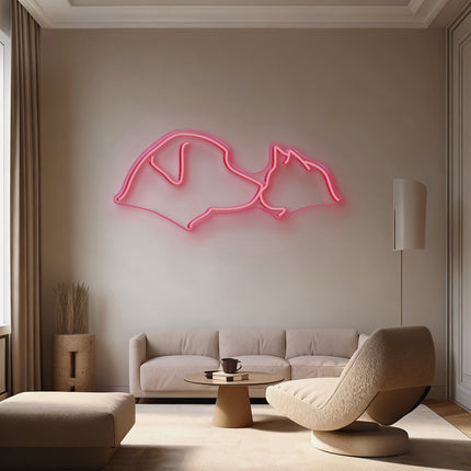 Light Pink Cat & Dog Neon Sign