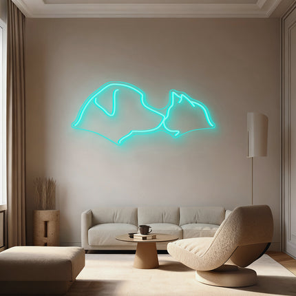 Mint Green Cat & Dog Neon Sign