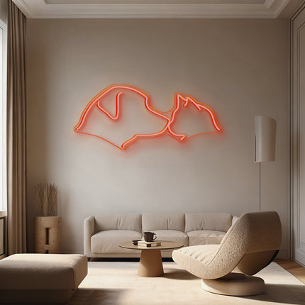 Orange Cat & Dog Neon Sign
