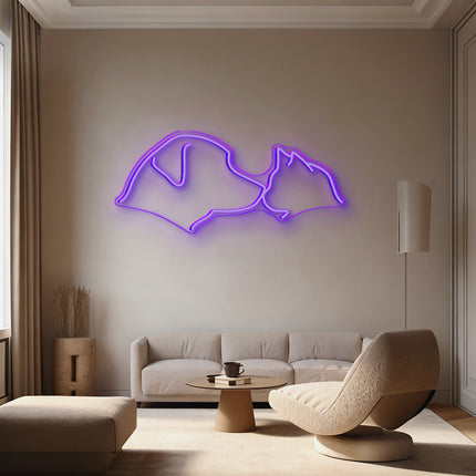 Purple Cat & Dog Neon Sign