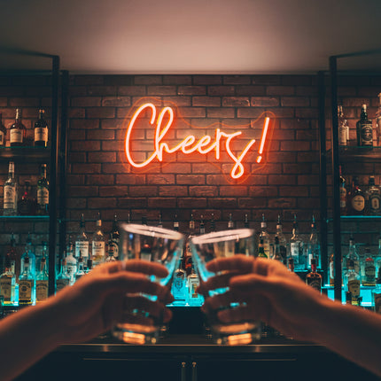 Golden Yellow "Cheers" Neon Sign