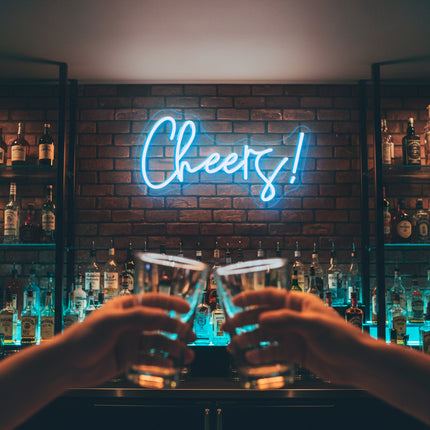 Ice Blue "Cheers" Neon Sign