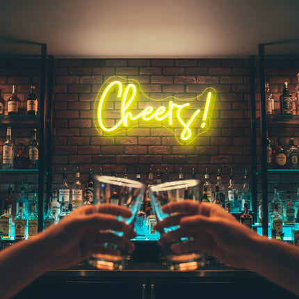 Lemon Yellow "Cheers" Neon Sign