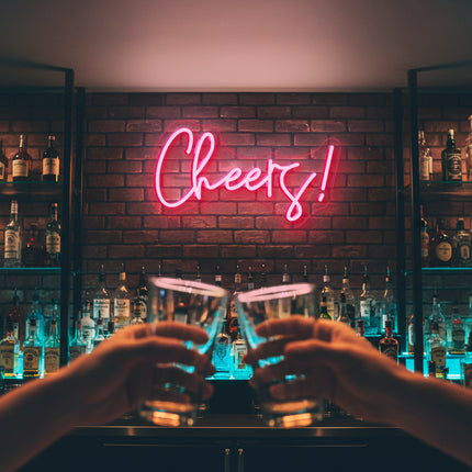 Light Pink "Cheers" Neon Sign