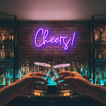 Purple "Cheers" Neon Sign