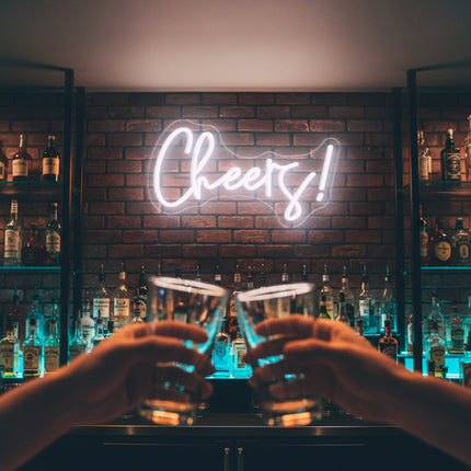 White "Cheers" Neon Sign