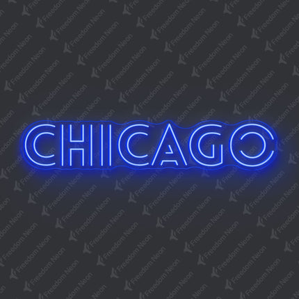 Blue Chicago Neon Sign