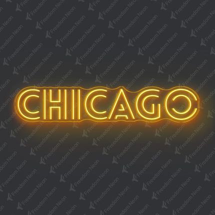 Golden Yellow Chicago Neon Sign