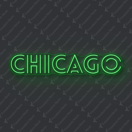 Green Chicago Neon Sign