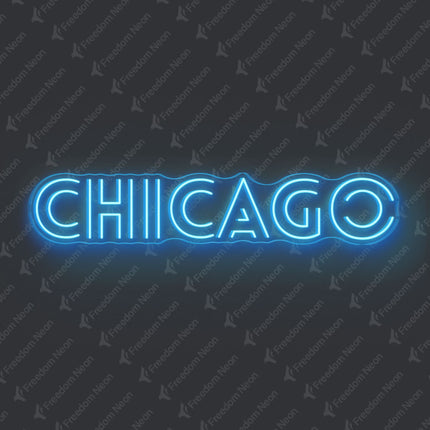 Ice Blue Chicago Neon Sign