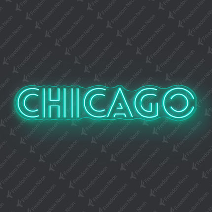 Mint Green Chicago Neon Sign