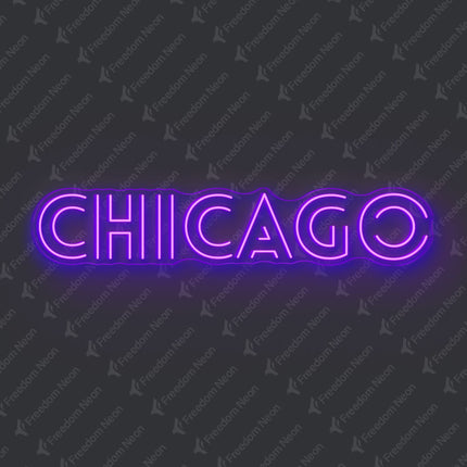 Purple Chicago Neon Sign