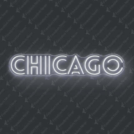 White Chicago Neon Sign