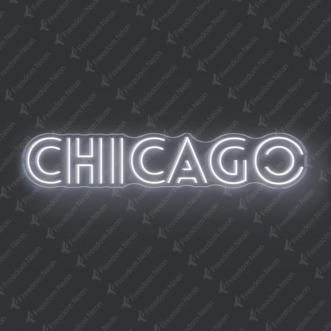 White Chicago Neon Sign