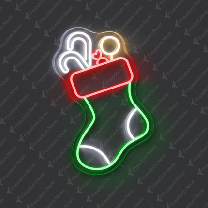 Green Christmas Stocking Neon Sign