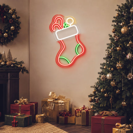 Red Christmas Stocking Neon Sign
