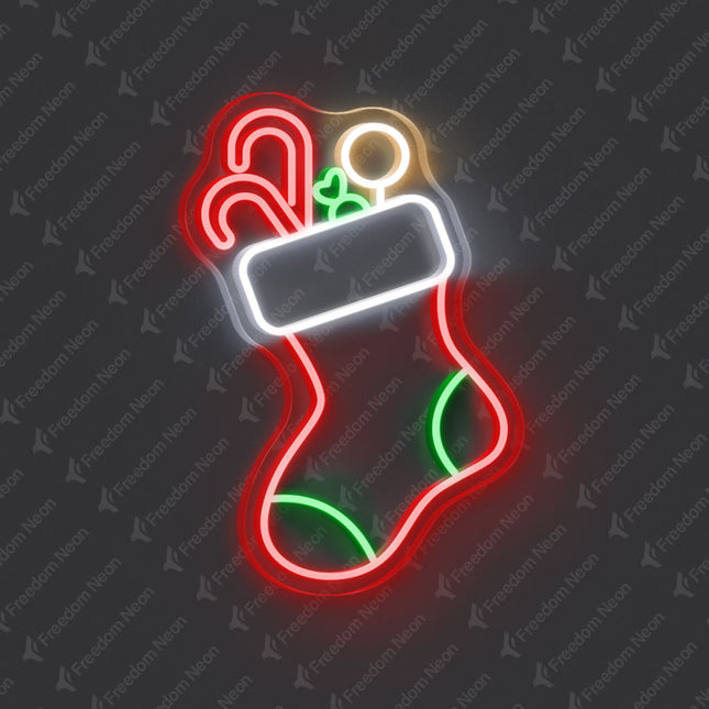 Red Christmas Stocking Neon Sign
