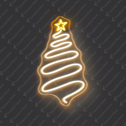 Warm White Christmas Tree with Star Neon Sign