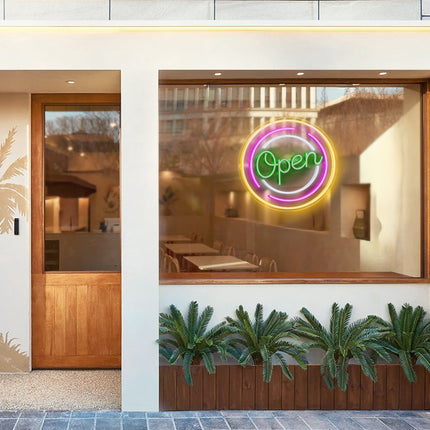 Green Circular Open Neon Sign