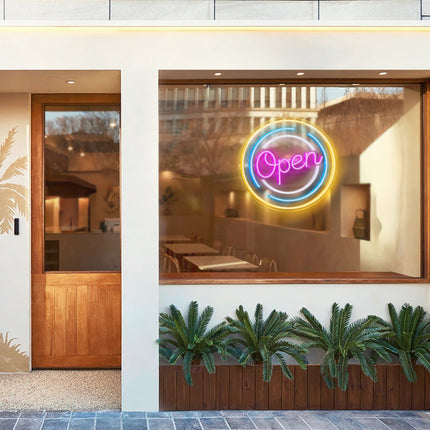 Pink Circular Open Neon Sign