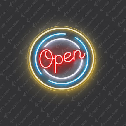 Red Circular Open Neon Sign