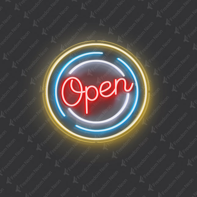 Red Circular Open Neon Sign
