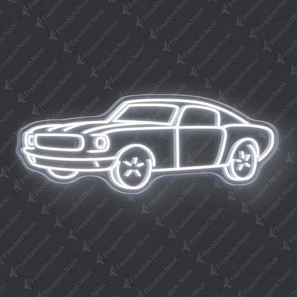 White Classic Car Neon Sign